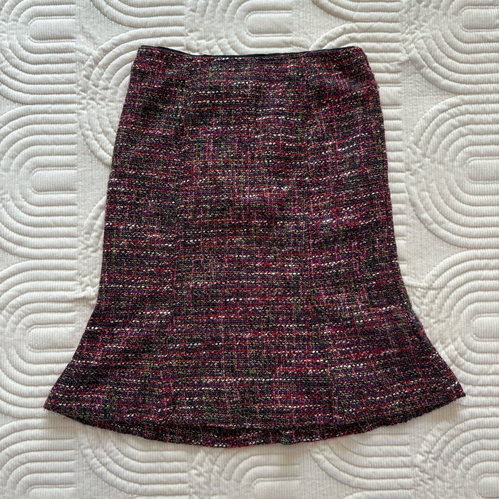 Talbots wool blend pink tweed flare knee-length pencil skirt